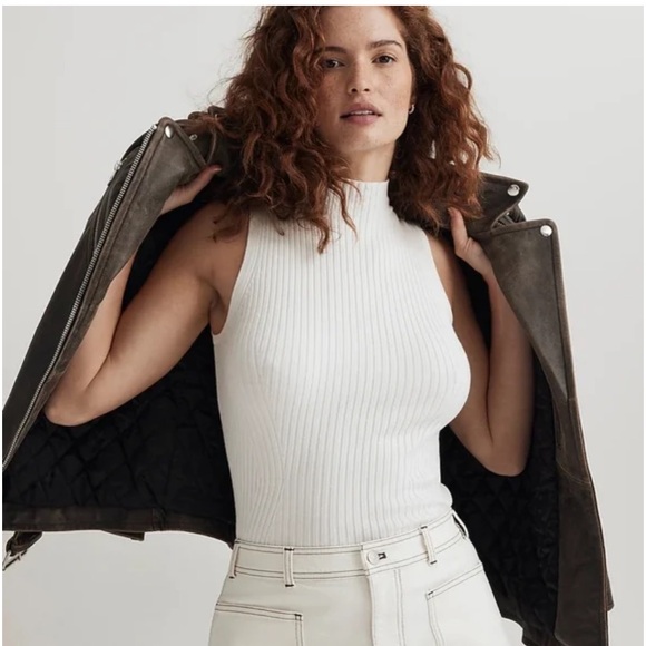 Madewell White Ribbed Tank Top - Picture 1 of 7